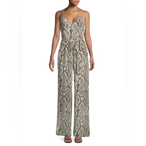 L’AGENCE Jackie Silk Snakeskin Camisole Jumpsuit Size 2 NWT Natural Multi